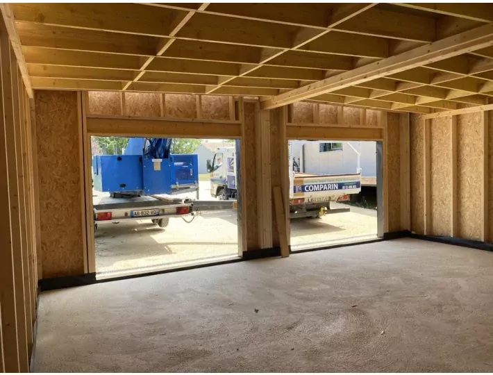 Photo: Chantier extension garage en ossature bois - Comparin