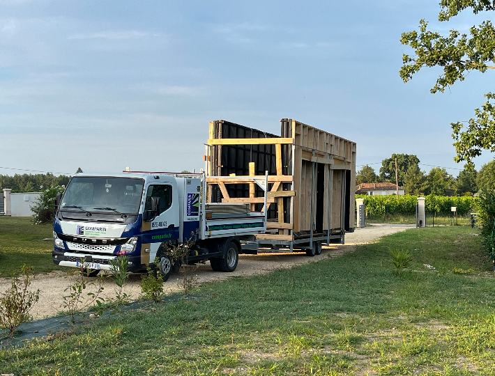 Photo: Chantier extension garage en ossature bois - Comparin